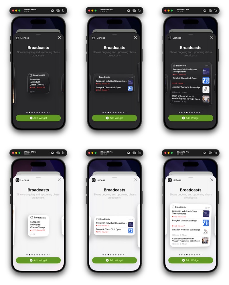 Broadcasts Widget Catalog