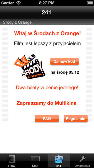 Orange Wednesday — ticket selection